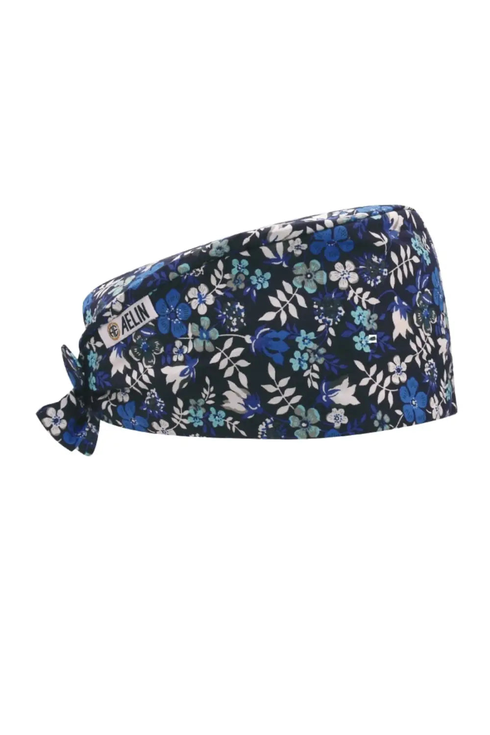 Calot médical Aelin à motif floral bleu pour cheveux courts