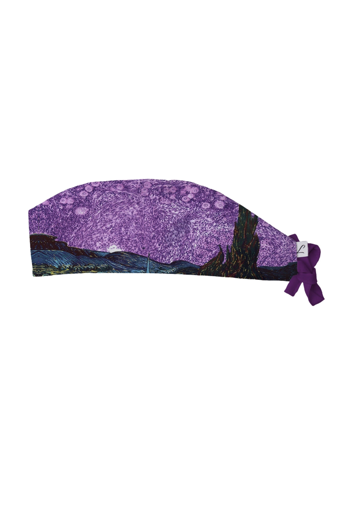 Calot médical Mauve avec motif arbre noir, collection art Aelin