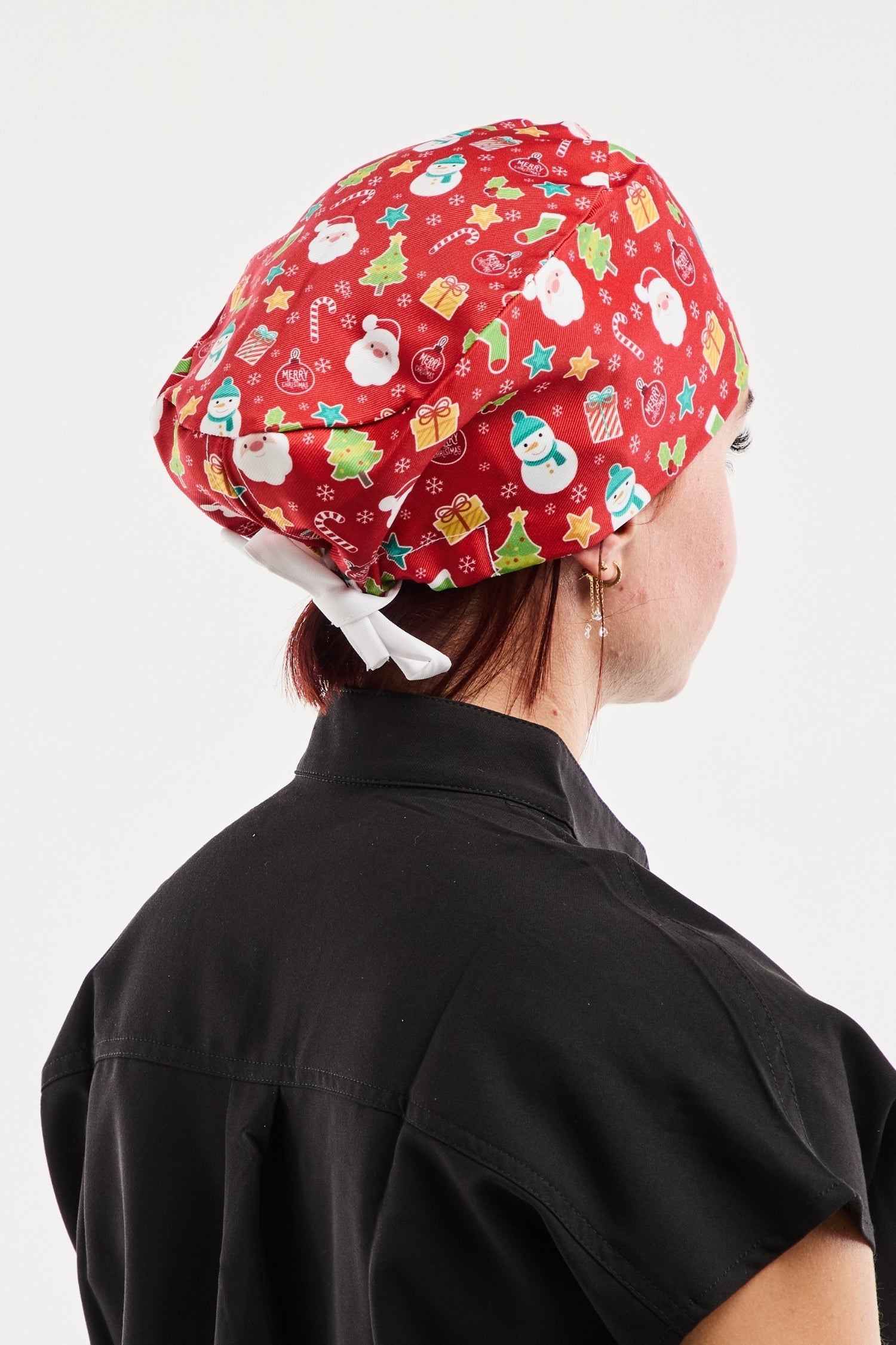 Calot médical rouge Noël classique, collection Art, Aelin, motifs festifs