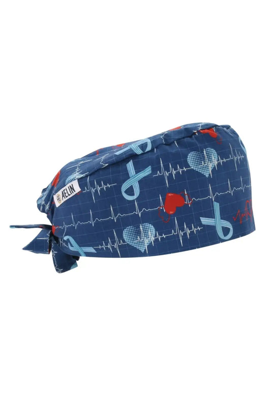 Calot médical à motif ECG, stéthoscopes et cœurs, idéal pour cheveux courts