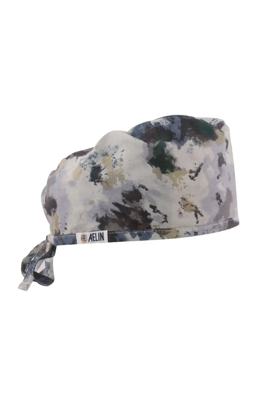 Calot médical à motif gris, blanc et vert, modèle Abstrait multicolore, taille standard