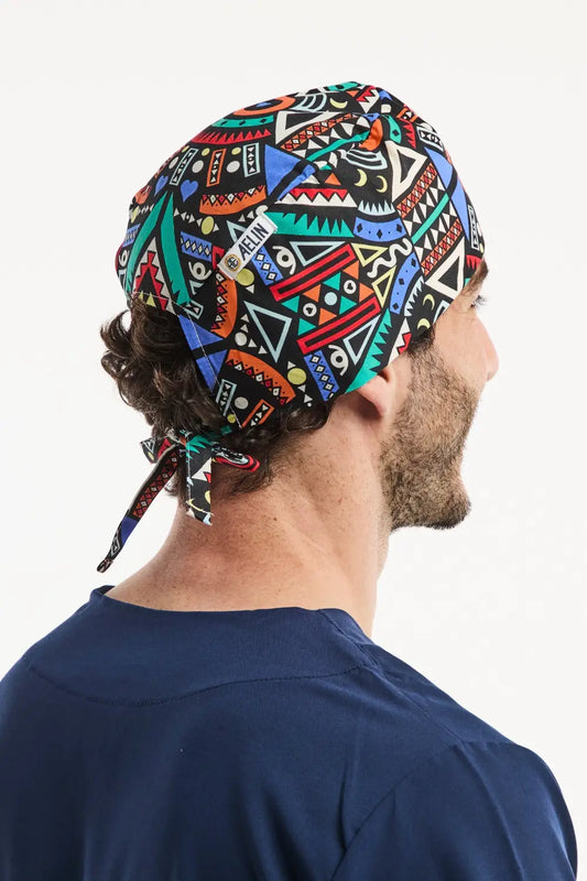 Calot médical Coloré pour cheveux courts, modèle Aelin à motifs colorés