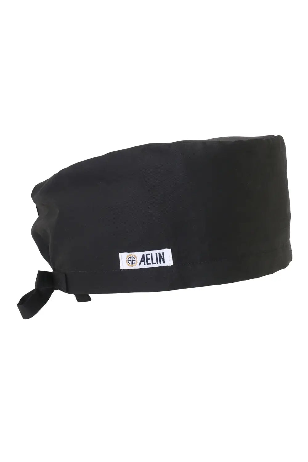 Calot médical noir avec patch blanc AELIN, idéal pour un usage médical couvrant