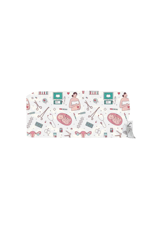 Motif rétro et girly sur calot médical – Rose clair de la collection art Aelin