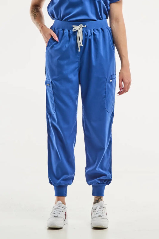 Pantalon médical jogger EMMA bleu roi pour femme, alliant confort et style