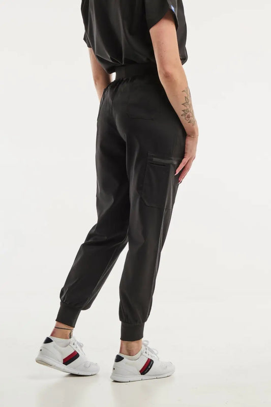 Pantalon médical jogger EMMA noir pour femme, alliant confort et style professionnel
