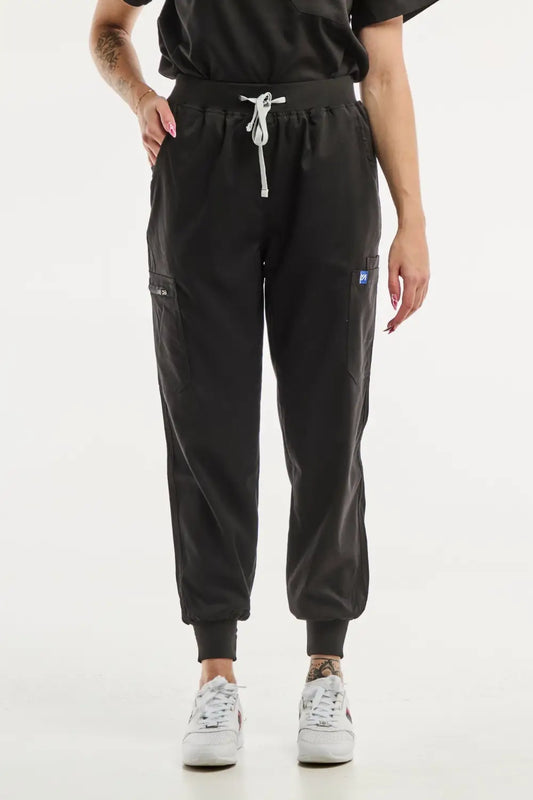 Pantalon médical jogger noir EMMA pour femme, alliant confort et style professionnel