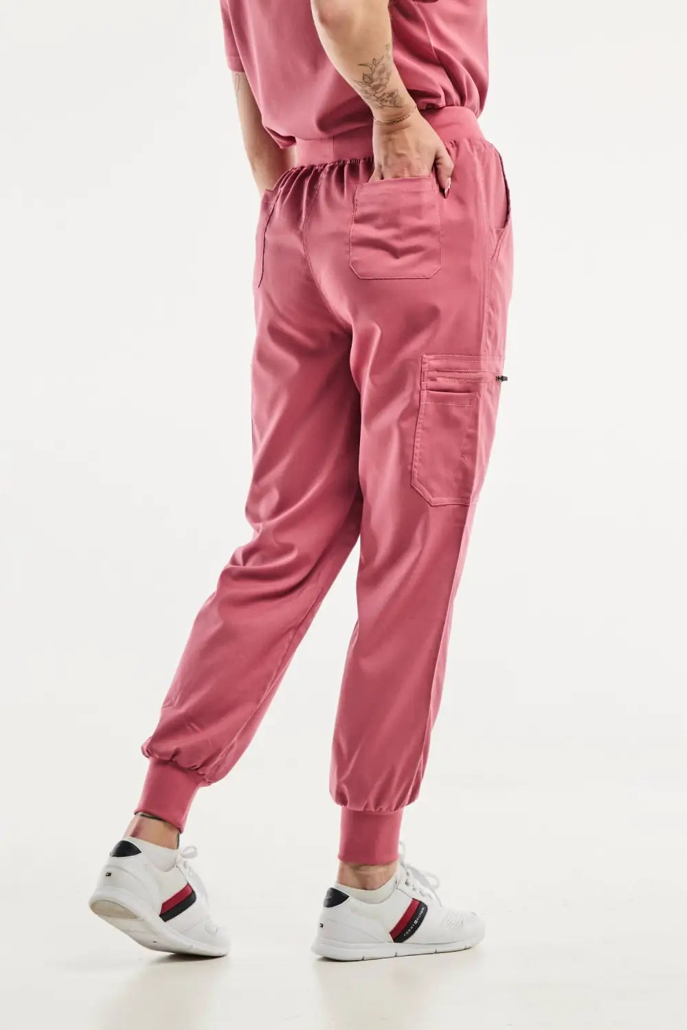 Pantalon de scrub rose pour femme EMMA Jogger, tenue médicale confortable
