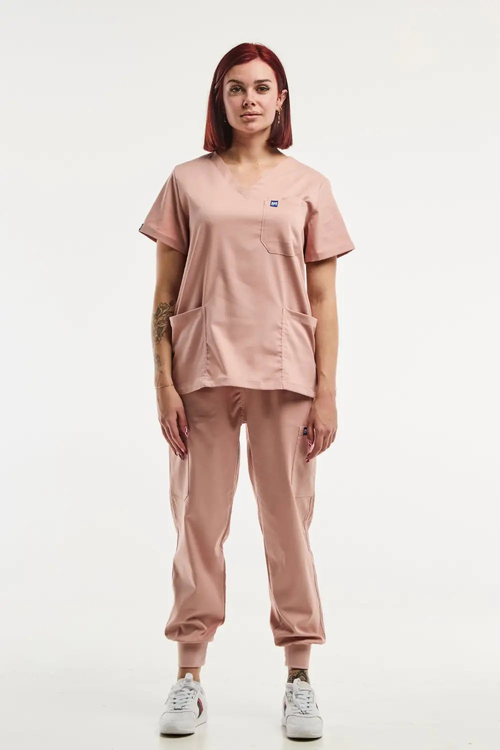 Tenue médicale rose clair EMMA Jogger pour femme avec tunique médicale à col