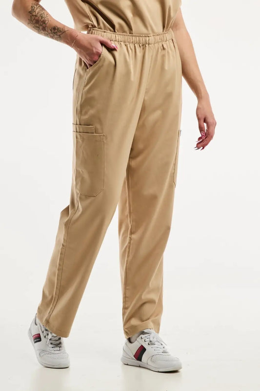 Pantalon médical beige clair EMMA pour femmes, parfait pour tenues médicales et uniforms