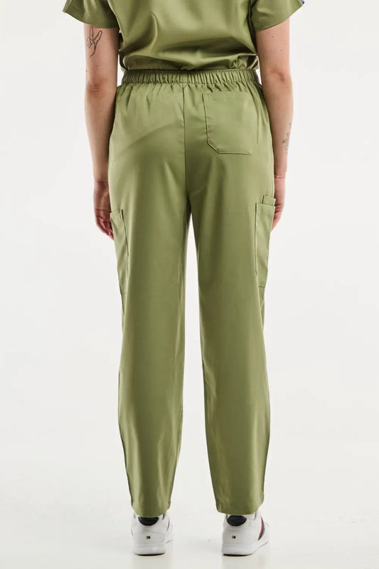 Pantalon médical EMMA vert olive pour femmes, idéal pour tenues médicales et uniforms
