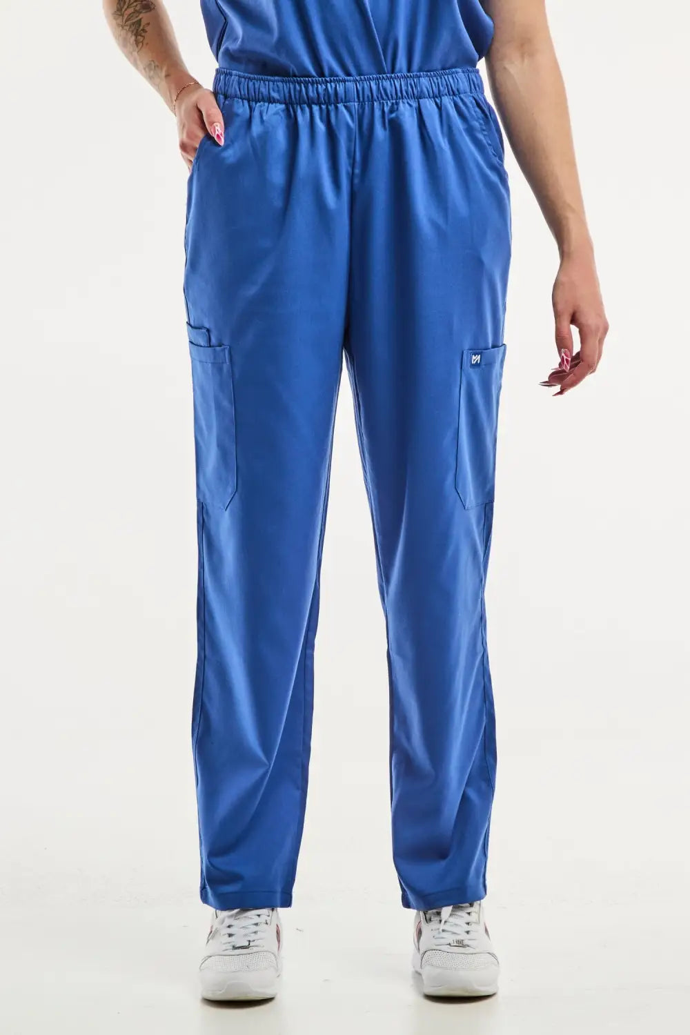 Pantalon médical ajusté en bleu roi pour femme, EMMA - Tenue médicale
