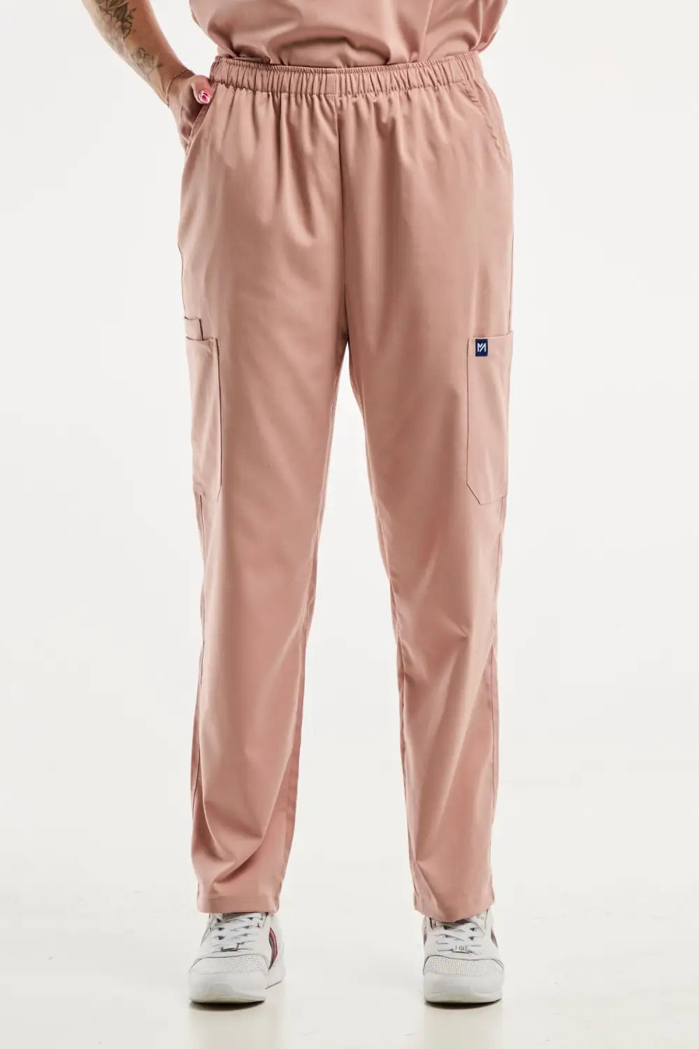 Pantalon médical ajusté Dusty rose EMMA pour femme, tenue médicale élégante