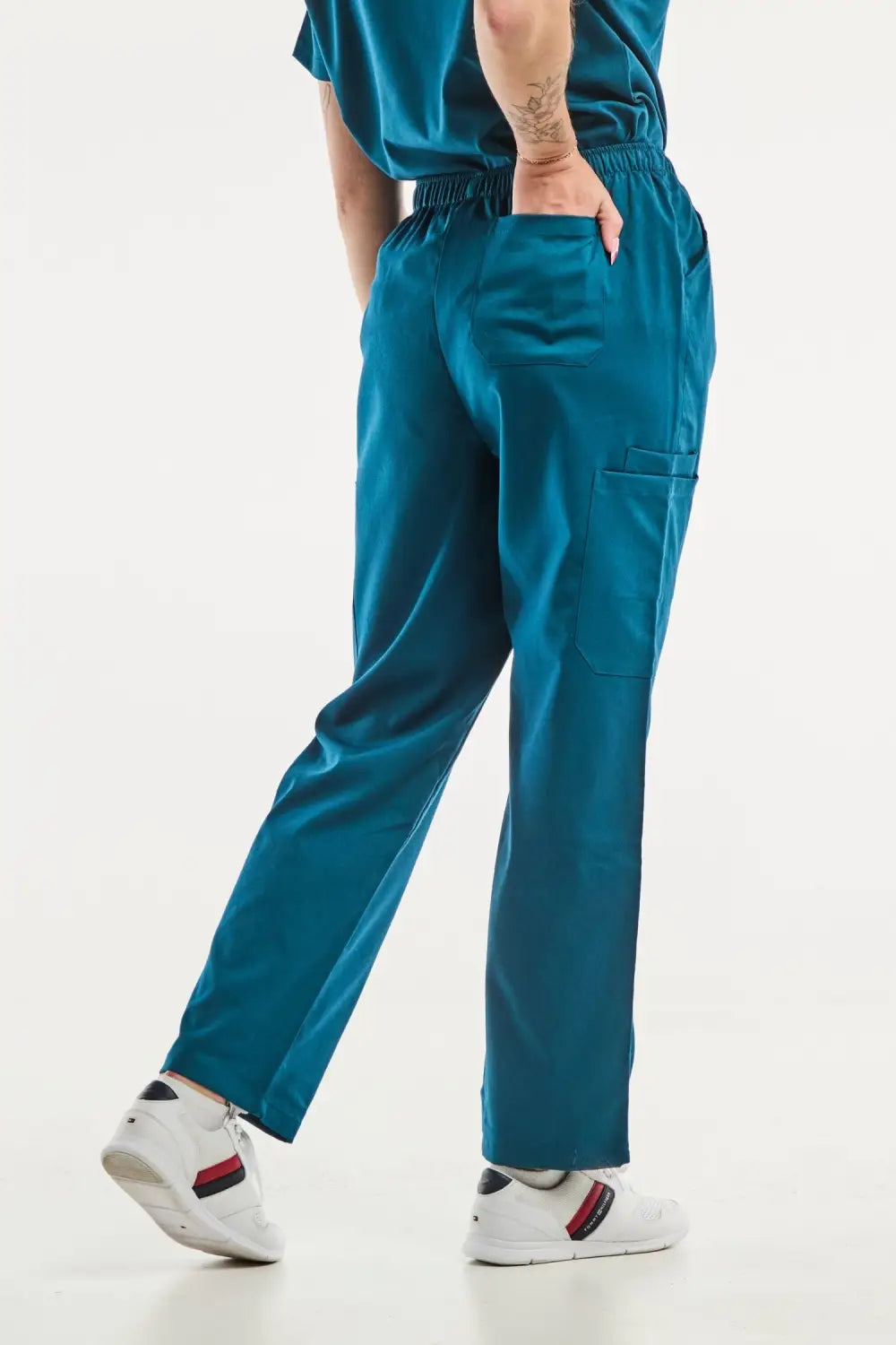 Pantalon médical ajusté en teint teal pour femme EMMA Vert Turquoise
