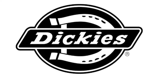Logo Dickies noir et blanc avec un design de fer à cheval.