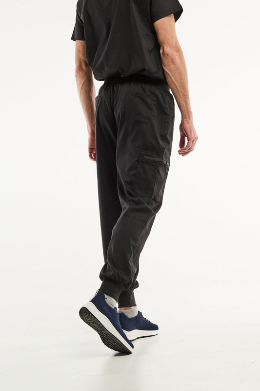Pantalon médical jogger noir LUCA pour homme, élégant et confortable à porter