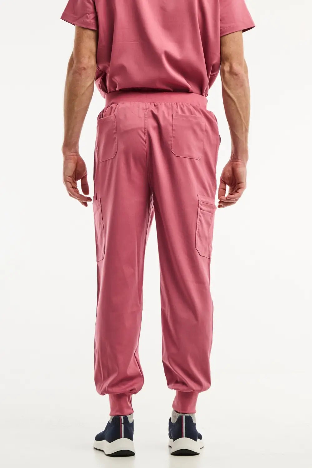 Pantalon médical jogger LUCA en rose pour homme, idéal pour le confort au travail