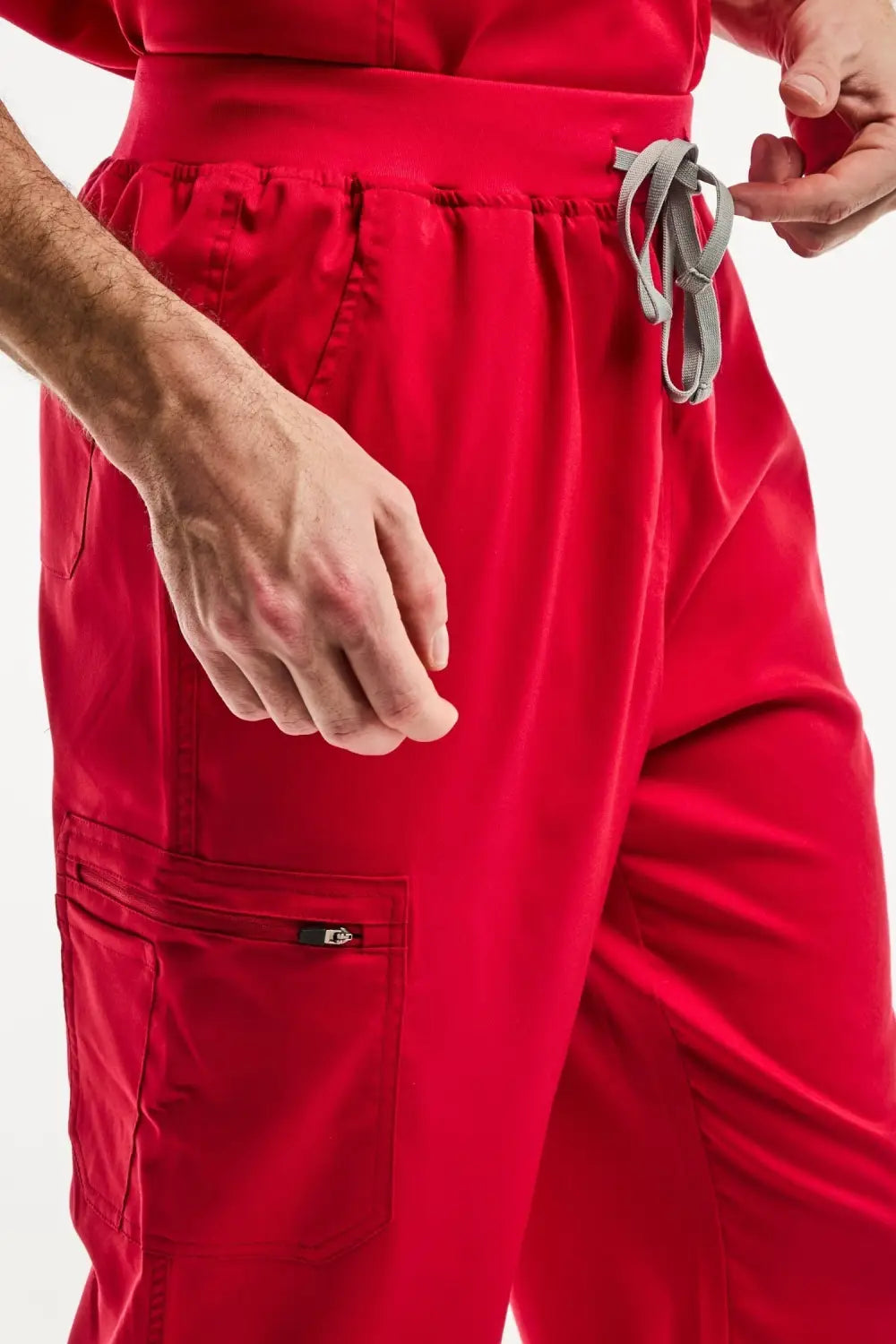 Pantalon médical jogger LUCA rouge pour homme avec poches