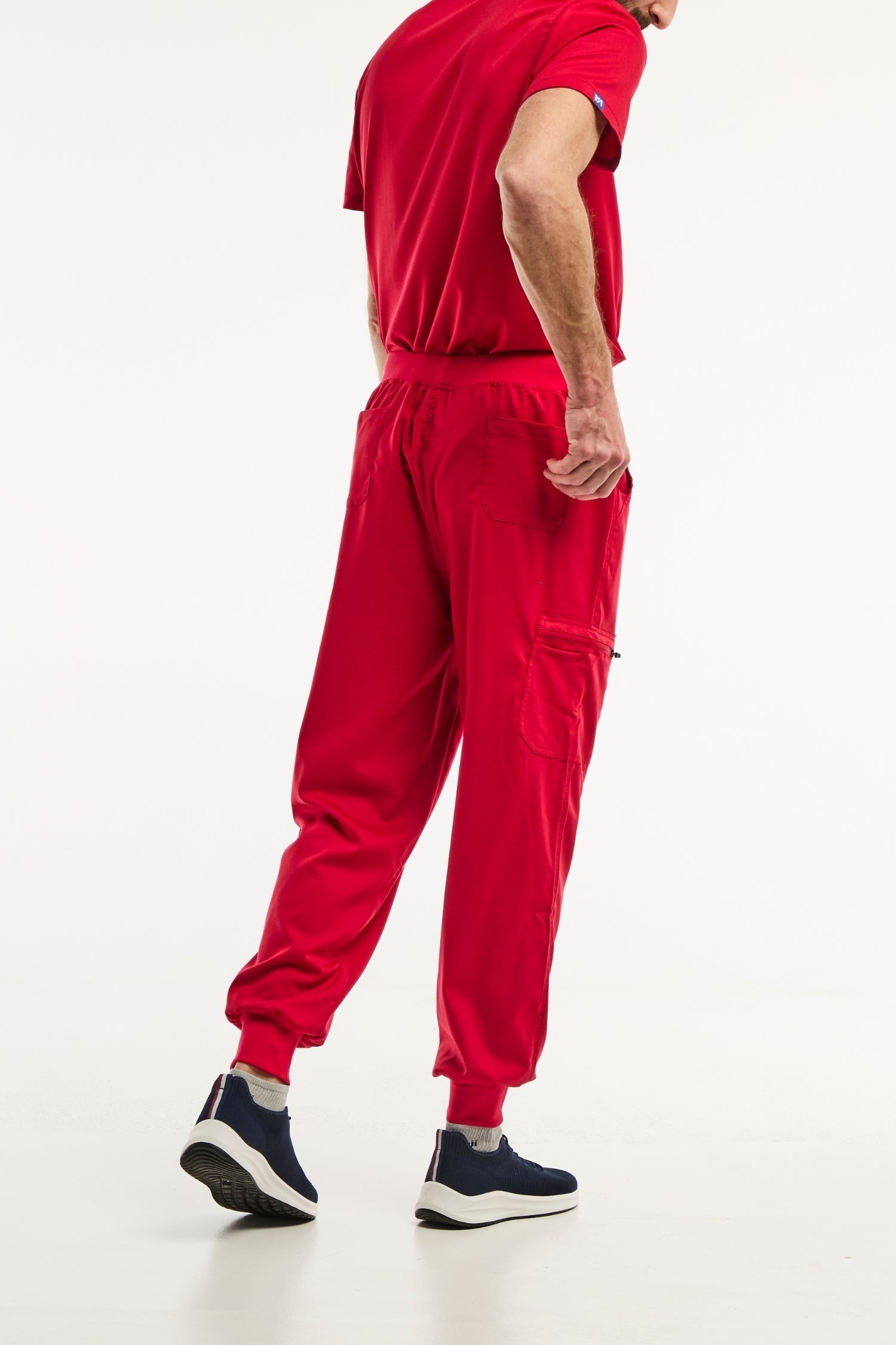 Pantalon médical jogger Luca rouge pour homme avec poches latérales