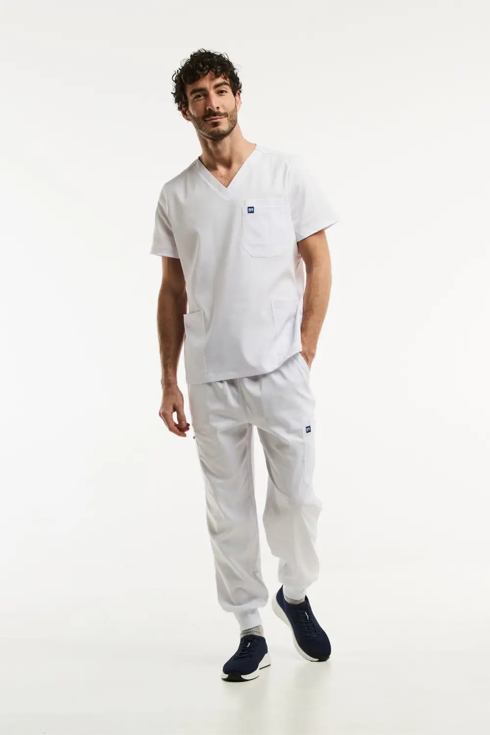 Scrubs blancs LUCA Jogger pour homme, vêtement médical complet et professionnel