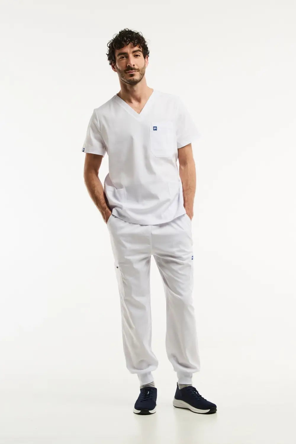 Pantalon de scrubs blancs LUCA Jogger, tenue médicale homme, médical complet