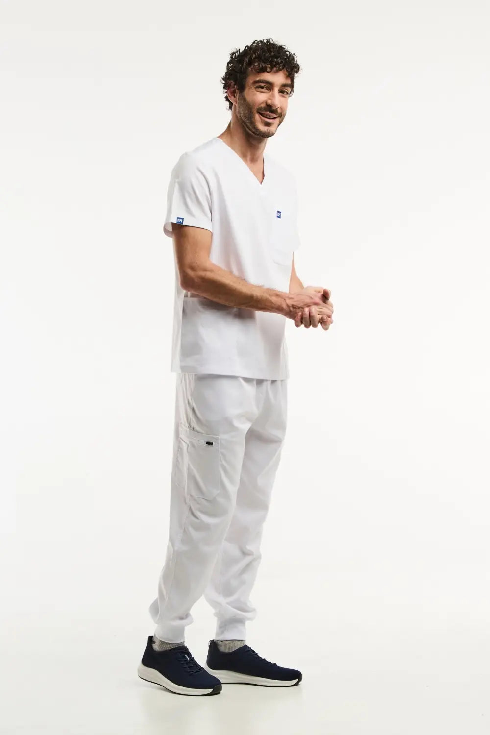 Pantalon de scrubs blancs LUCA Jogger pour homme, ensemble médical complet