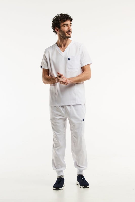 Vêtements médicaux complets LUCA Jogger en manches longues et blanc pour homme