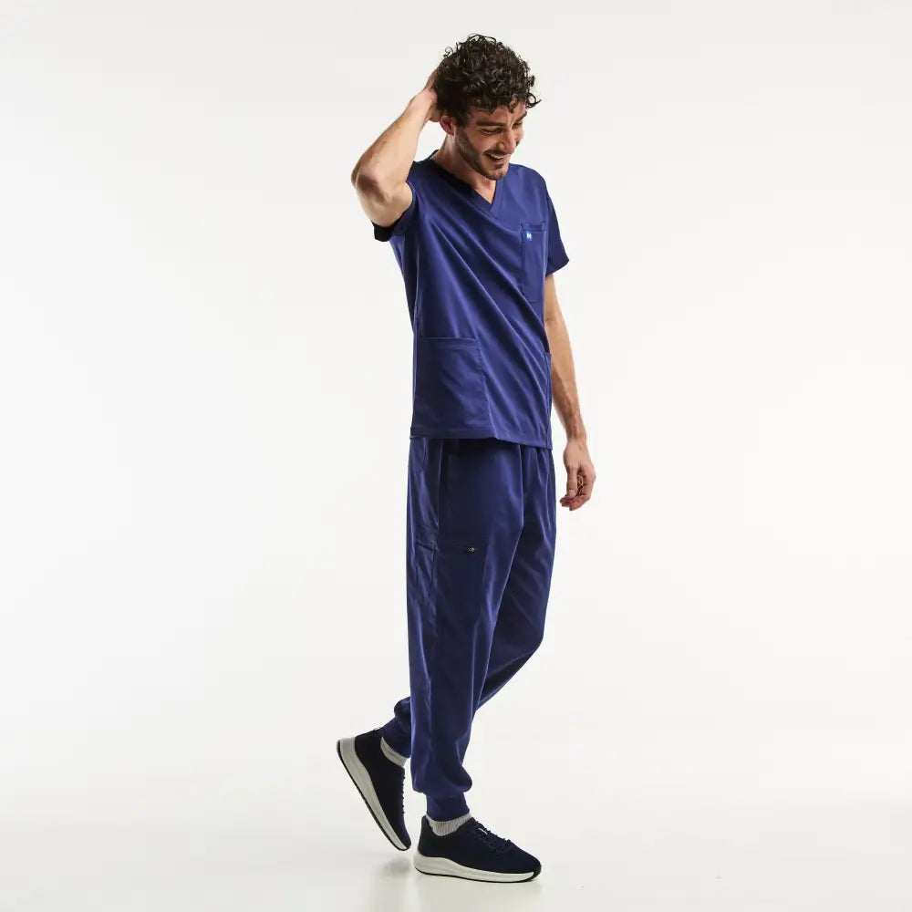 Ensemble médical complet LUCA Jogger en bleu marine pour homme, tenue médicale moderne
