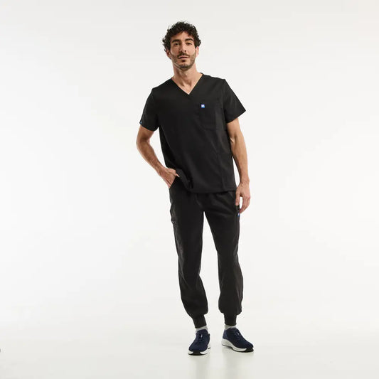 Ensemble médical complet LUCA Jogger en noir pour homme, tenue médicale moderne
