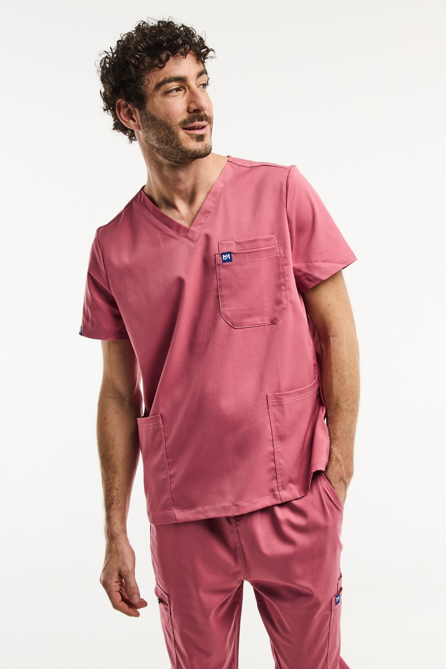 Tunique médicale col rose LUCA pour homme, parfaite pour un style professionnel