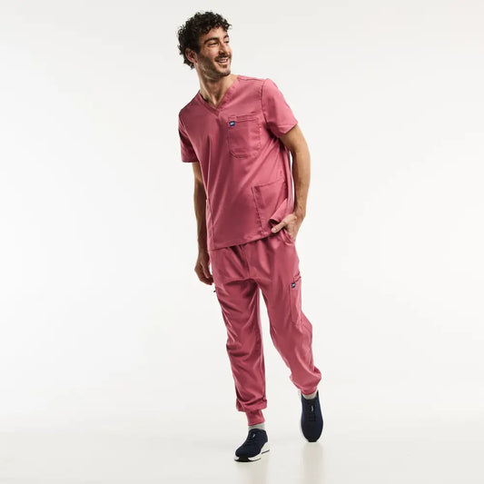 Ensemble médical complet LUCA Jogger pour homme en rose, élégant et confortable