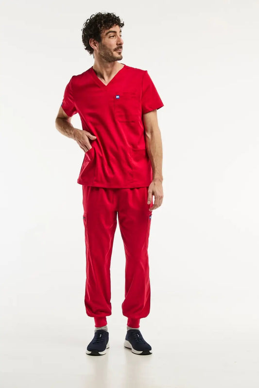 Vêtement médical complet rouge pour homme, LUCA Jogger, idéal pour ensemble médical