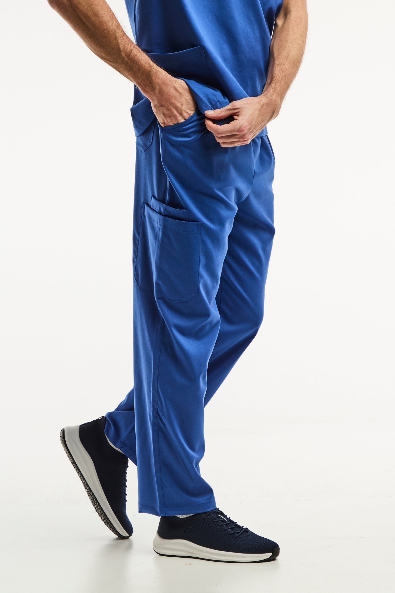 Pantalon médical LUCA bleu roi, facile à entretenir pour hommes, uniformes professionnels