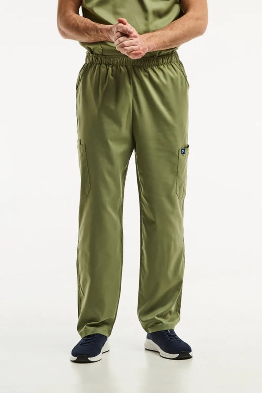 Pantalon médical LUCA vert olive pour hommes, élégant et facile à entretenir