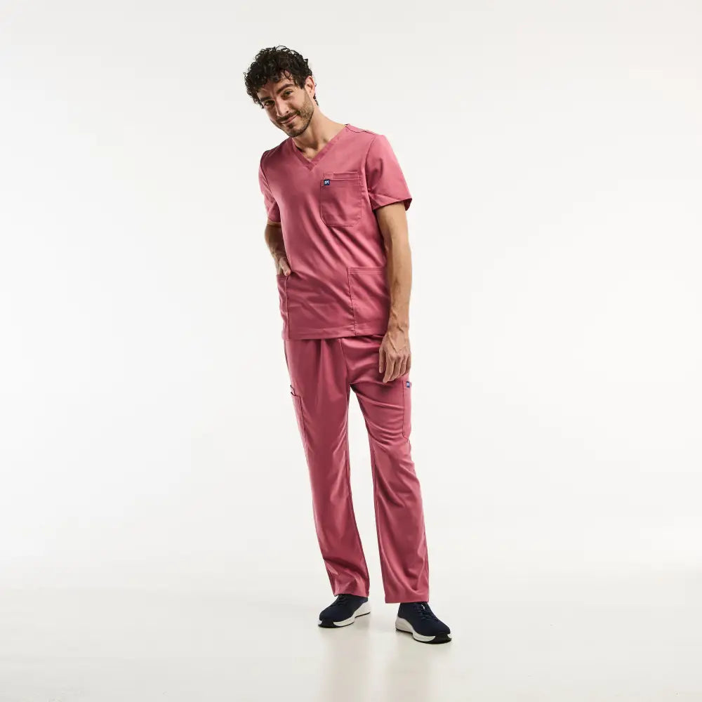 Ensemble médical Maroon avec tunique col répondant aux exigences professionnelles