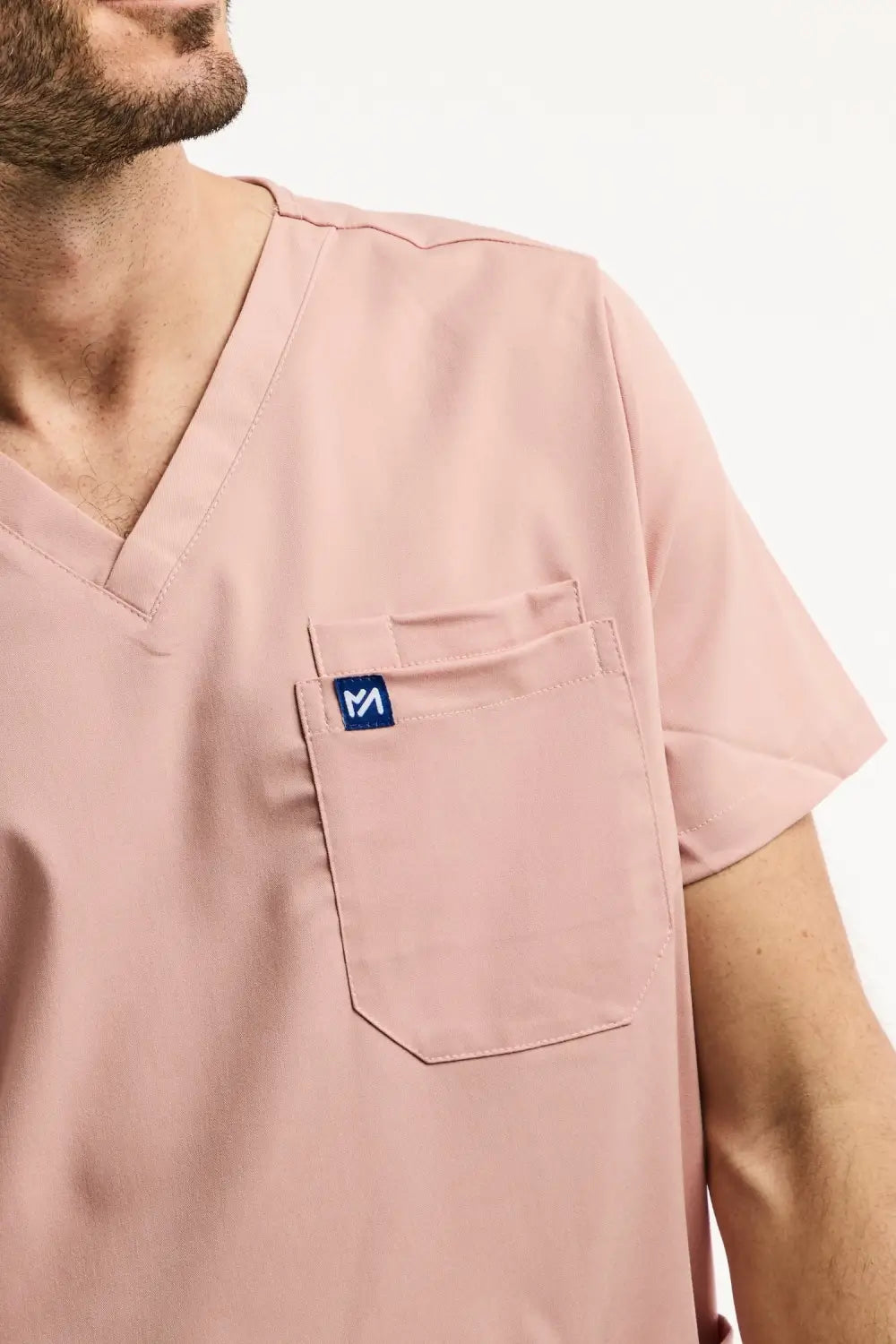 Veste de blouse médicale rose clair avec tunique col en V pour homme ensemble médical
