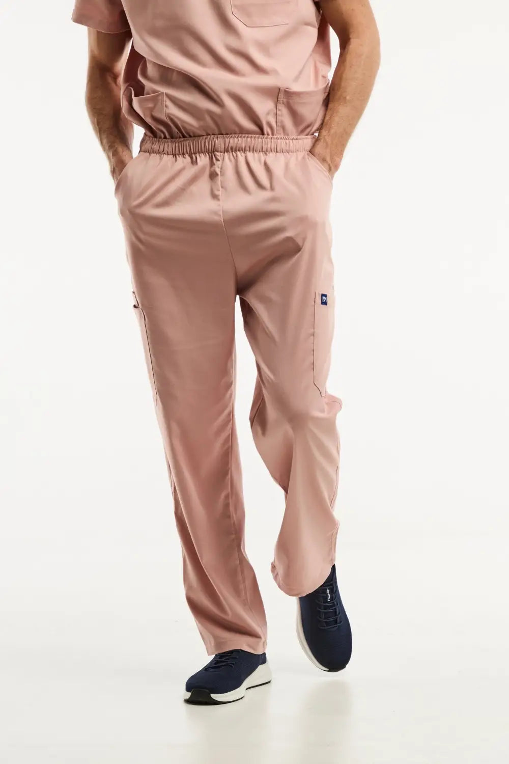 Pantalon médical rose clair LUCA, ensemble médical homme, style classique, tunique col