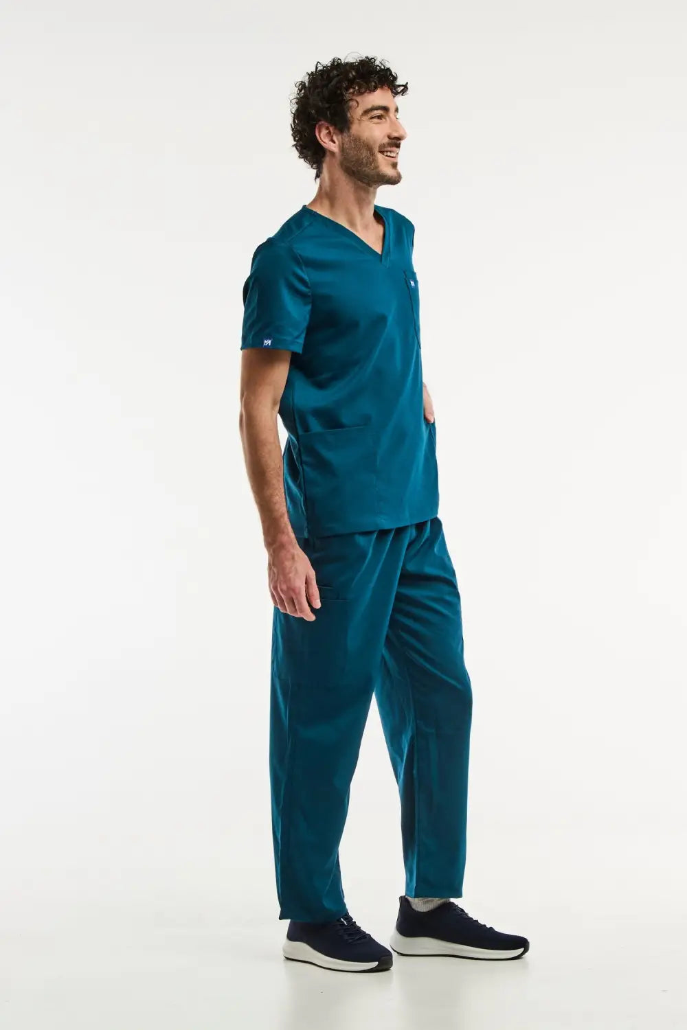Teal scrub suit LUCA homme avec tunique col et pantalon classique pour ensemble médical