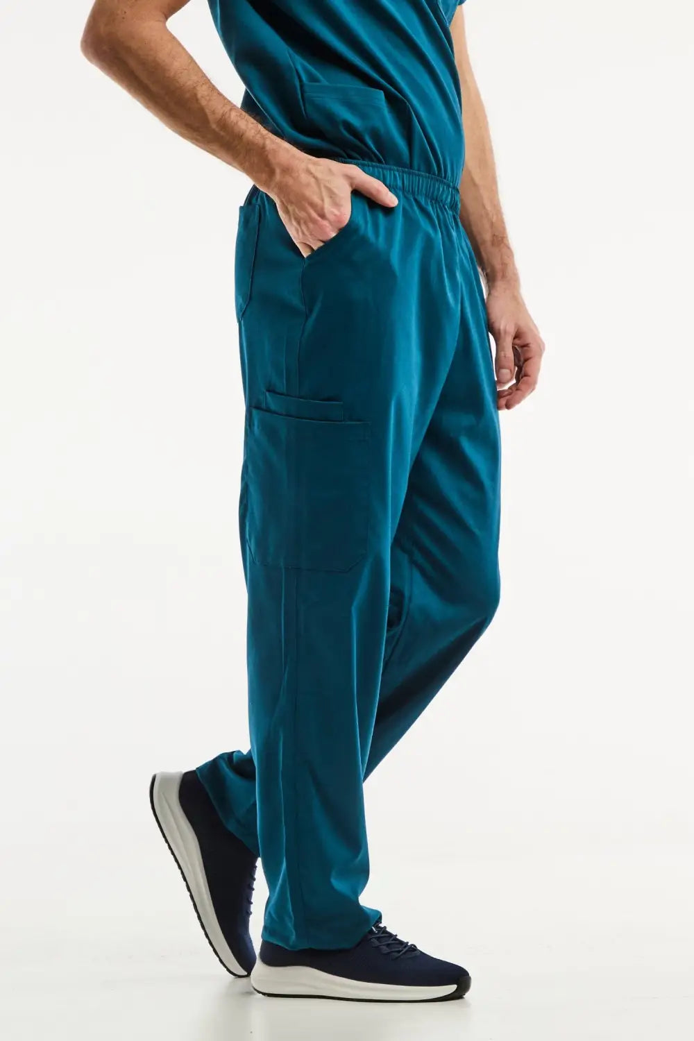 Pantalon classique teal pour homme LUCA, ensemble médical avec tunique col turquoise
