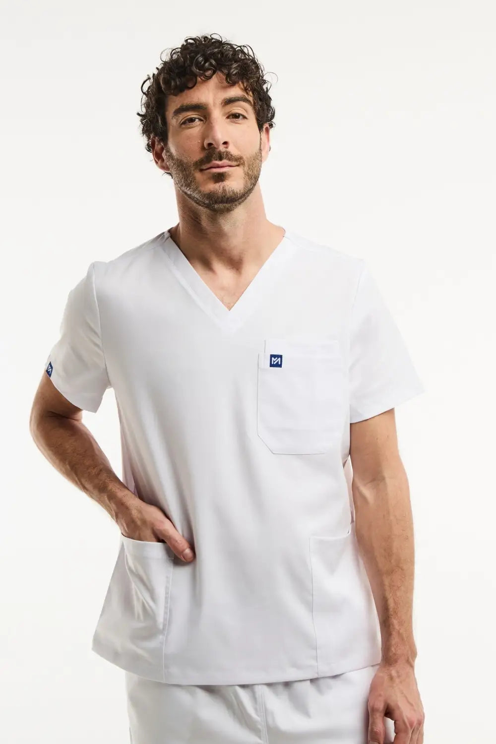Tunique médicale col blanc LUCA pour homme en scrub top médical