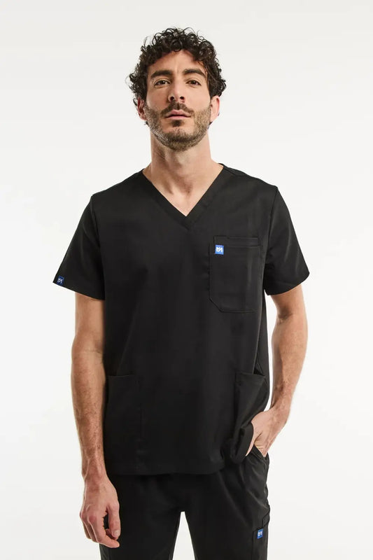 Tunique médicale col noir pour homme - LUCA, style élégant et confortable en médecine