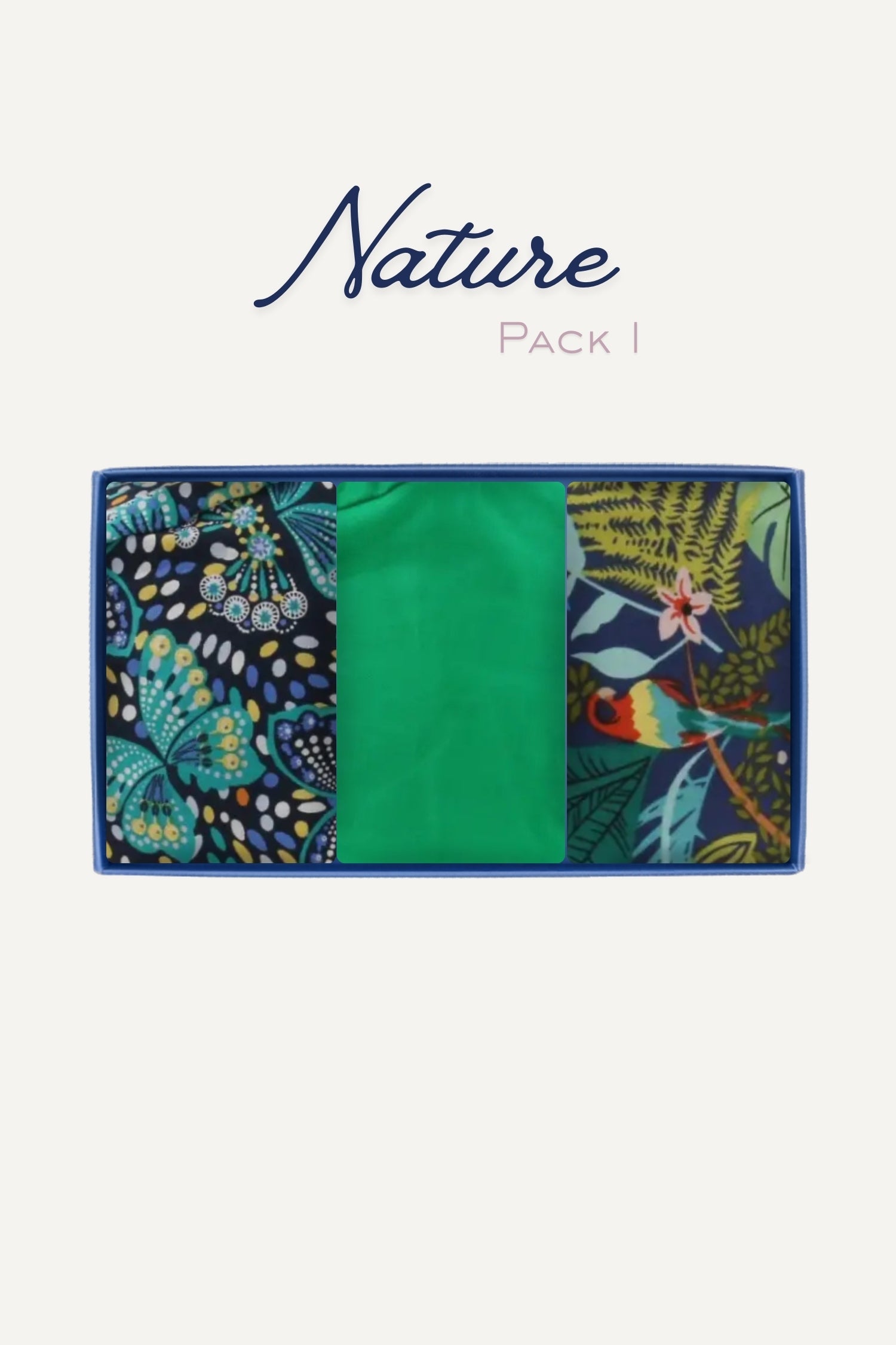 Pack découverte Nature I : 3 écharpes motifs botaniques et aviaires