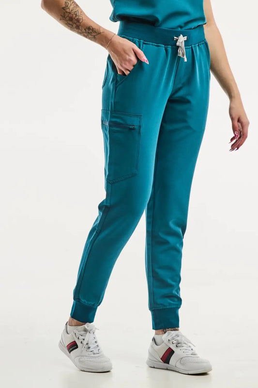 Pantalon médical femme Paris en teal, idéal pour le confort au travail