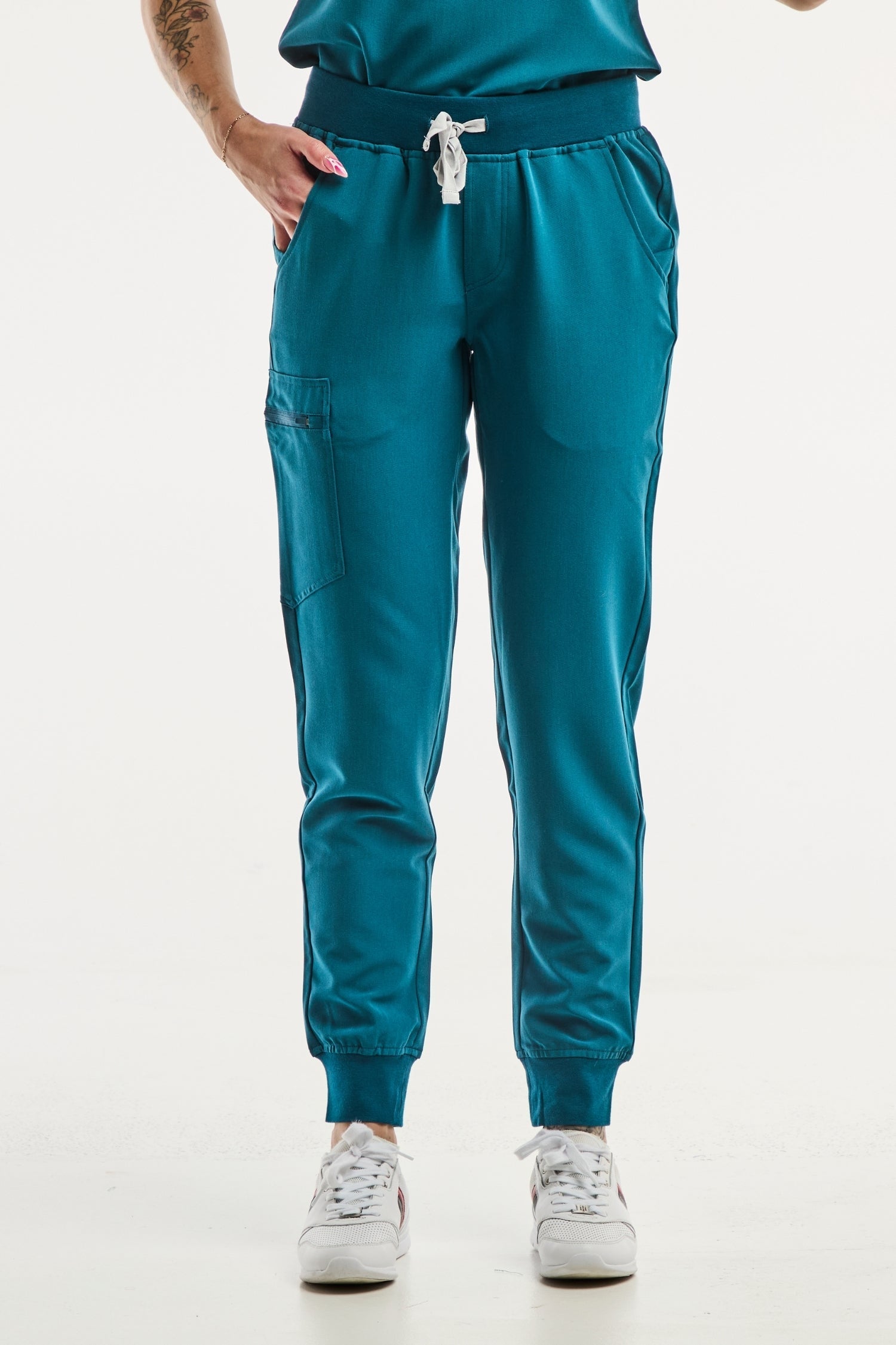 Pantalon médical femme teal à cordon de serrage, modèle Paris en vert turquoise