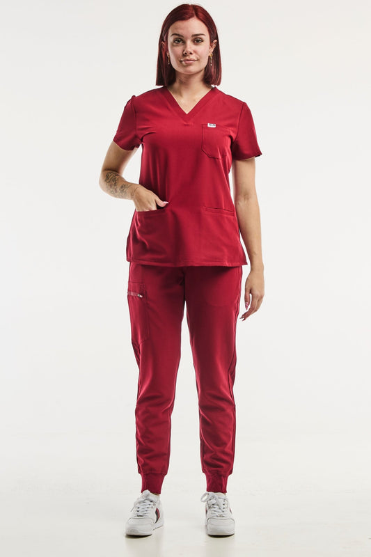 Uniforme médical femme en poly rayon, Paris - Tenue Médicale Stretch - Rouge