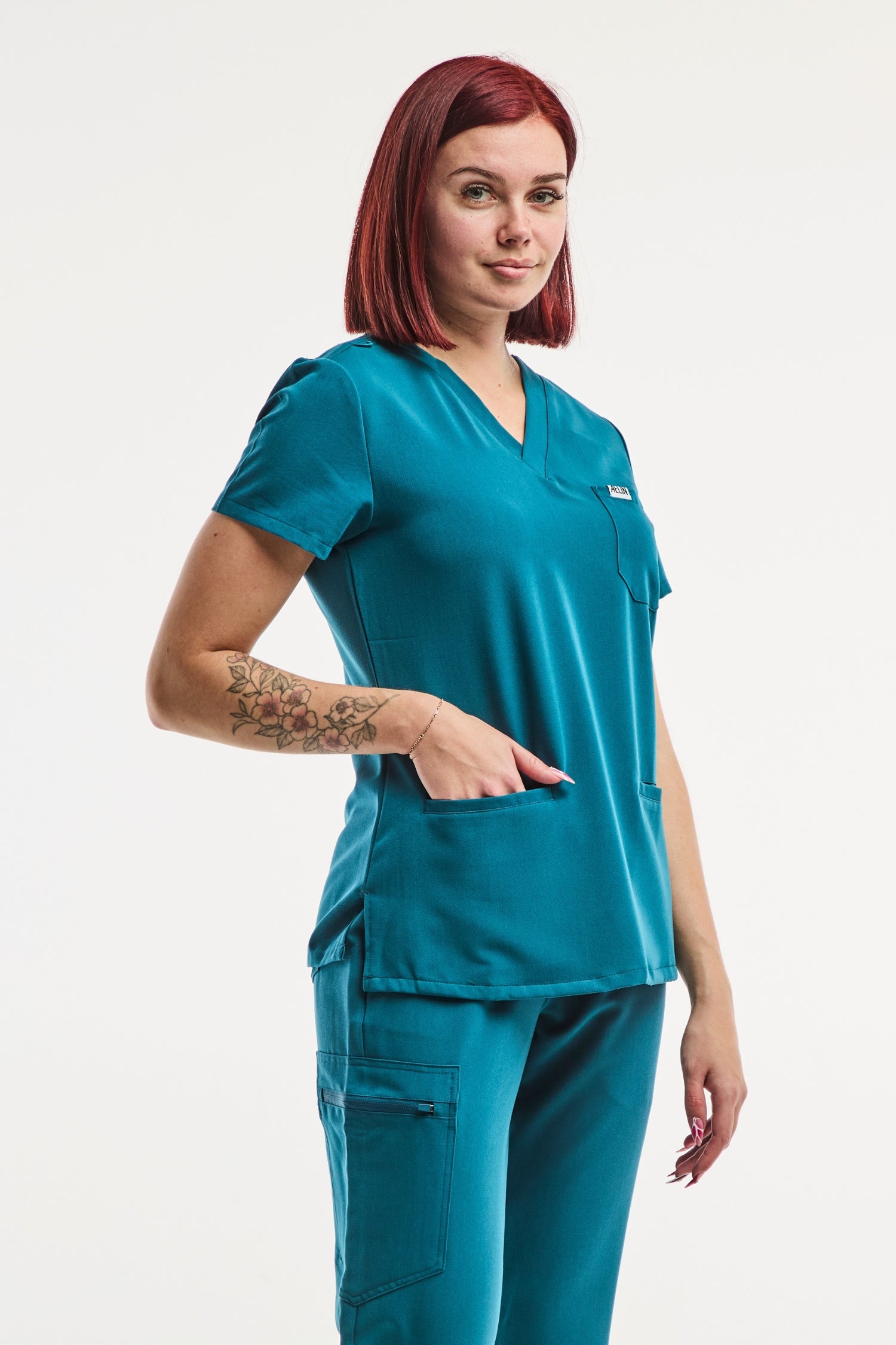 Tunique médicale femme Teal Paris - Tunique Médicale Stretch 4 Voies en Vert Turquoise