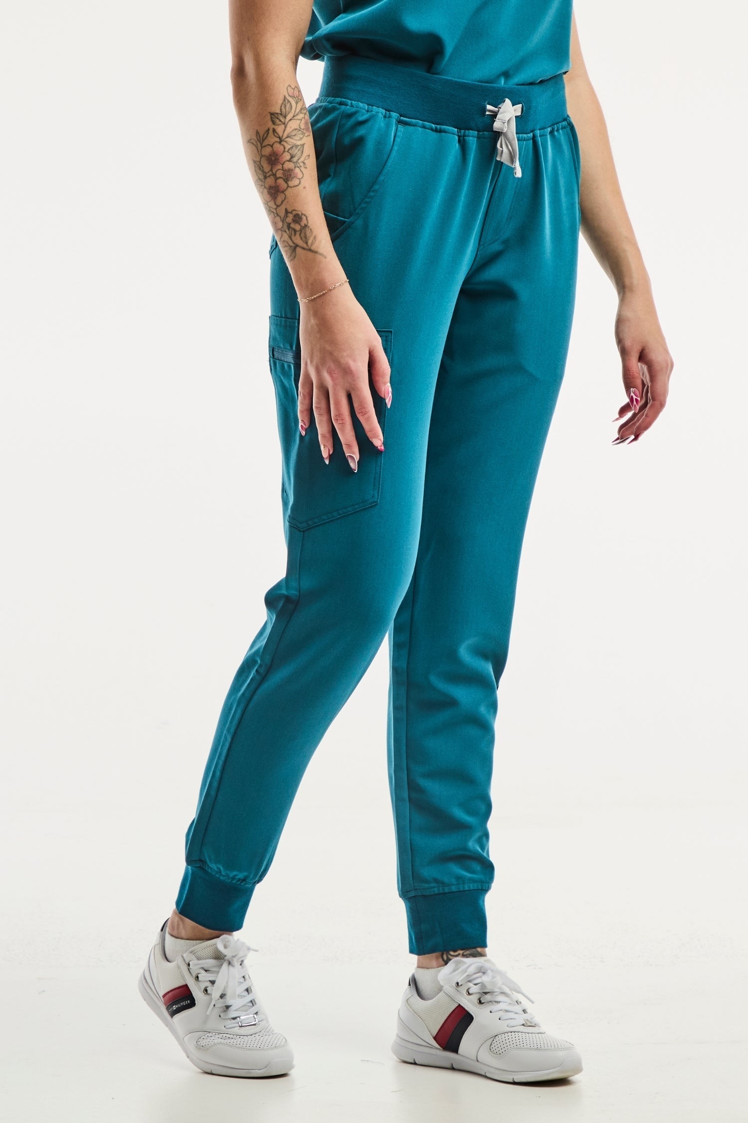 Pantalon médical femme teal à cordon, modèle Paris en stretch 4 voies