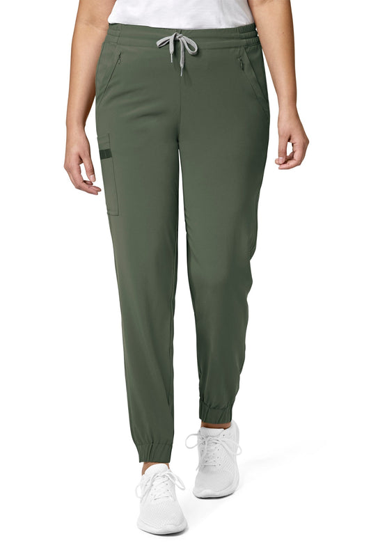 Femme avec tenue médicale polyester spandex, poches à fermeture, vert olive, Renew