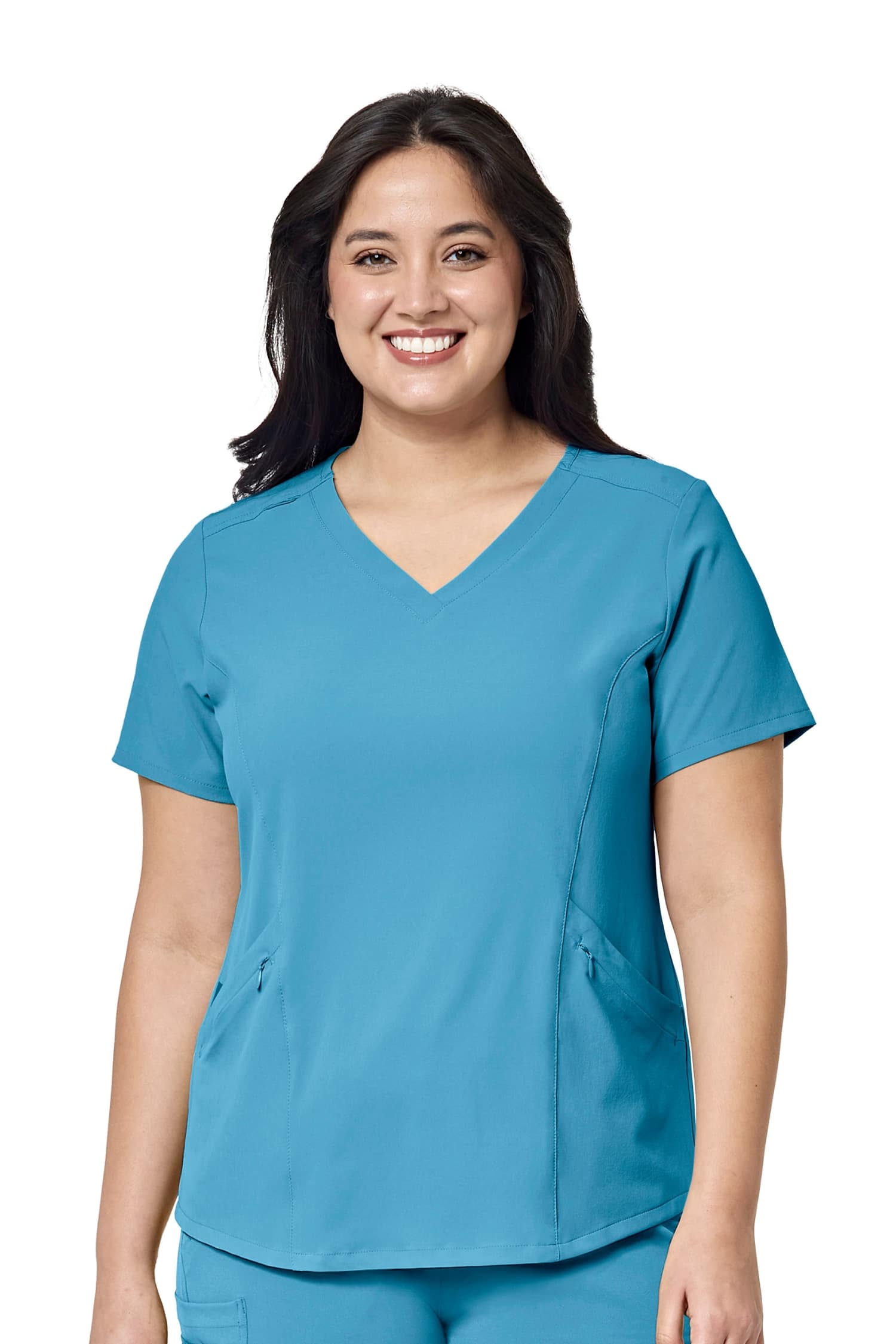 Femme en tunique médicale bleue Renew, polyester spandex, tenues médicales
