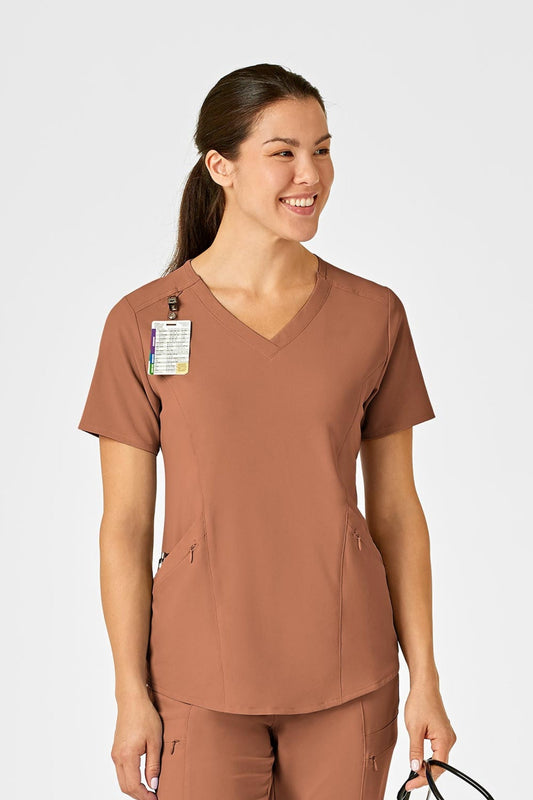 Femme en tenues médicales marron, polyester spandex - Renew Tunique médicale